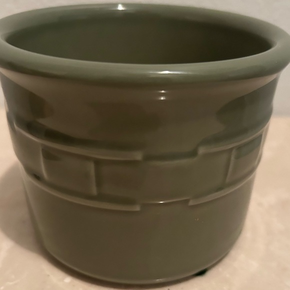 Longaberger, sage green, woven pottery crock. - Picture 8 of 10